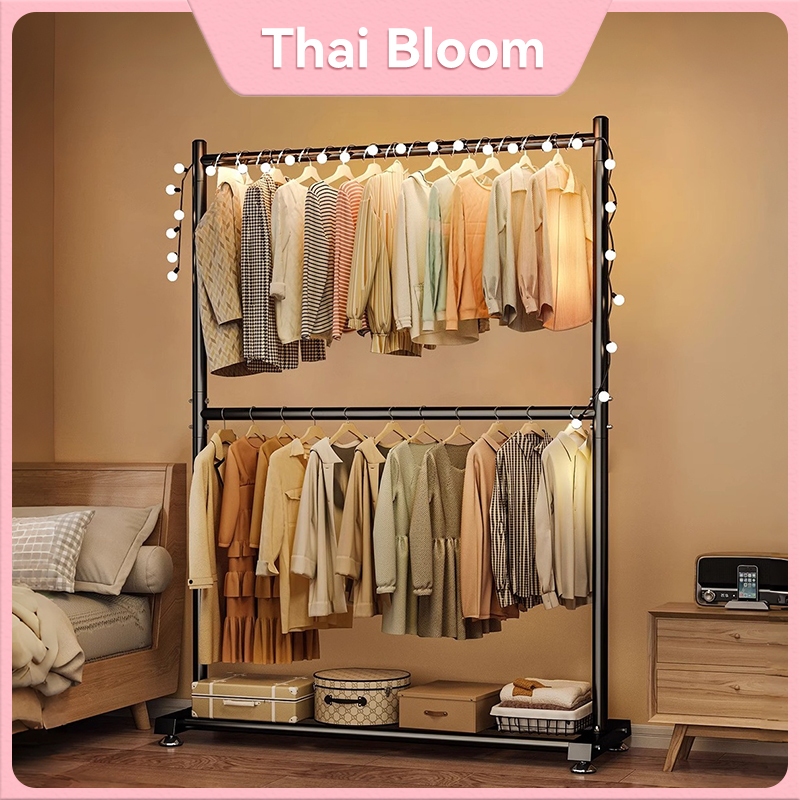 ราวตากผ้าสแตนเลส 2 ชั้น พับได้ ประหยัดพื้นที่! แขวนเสื้อได้เยอะถึง 50 ตัว กันสนิม 100% แข็งแรง ทนทาน พร้อมส่ง
