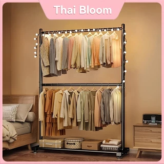 ราวตากผ้าสแตนเลส 2 ชั้น พับได้ ประหยัดพื้นที่! แขวนเสื้อได้เยอะถึง 50 ตัว กันสนิม 100% แข็งแรง ทนทาน พร้อมส่ง