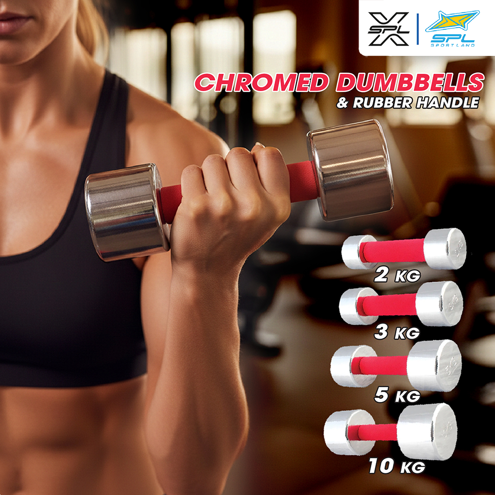 SPORTLAND Collection ดัมเบลชุบด้ามโฟมSPL Chromed Dumbbells +Rubber Handle (2 kg ,3 kg , 5kg , 10 kg)
