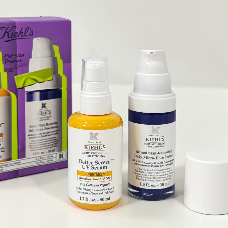 ชุดผลิตภัณฑ์ดูแลผิว Kiehl's รุ่น Retinol Skin-Renewing Daily Micro-Dose Serum และ Better Screen UV S