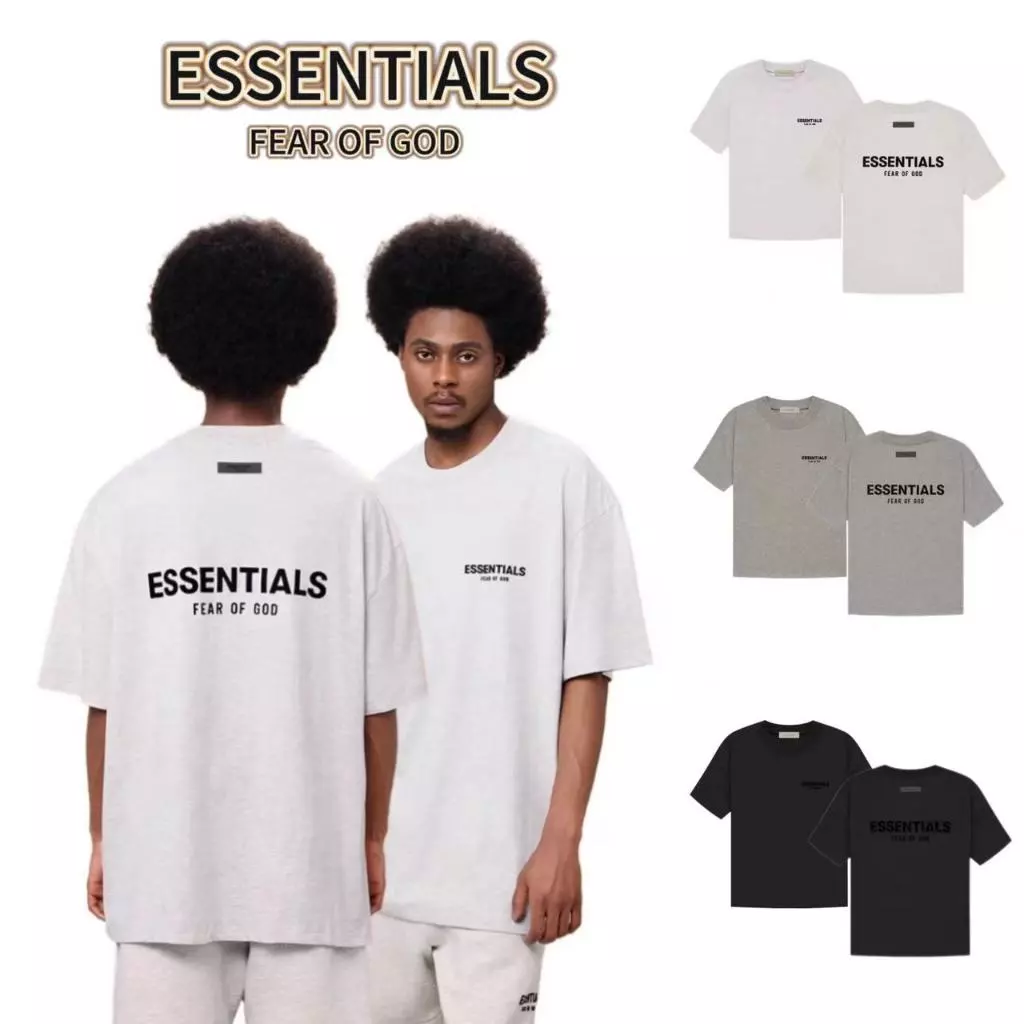 ส่วนลด 50% Fear of God Essentials SS22 T-Shirt Logo กำมะหยี่ เสื้อยืดโอเวอร์ไซส์