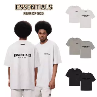 ส่วนลด 50% Fear of God Essentials SS22 T-Shirt Logo กำมะหยี่ เสื้อยืดโอเวอร์ไซส์
