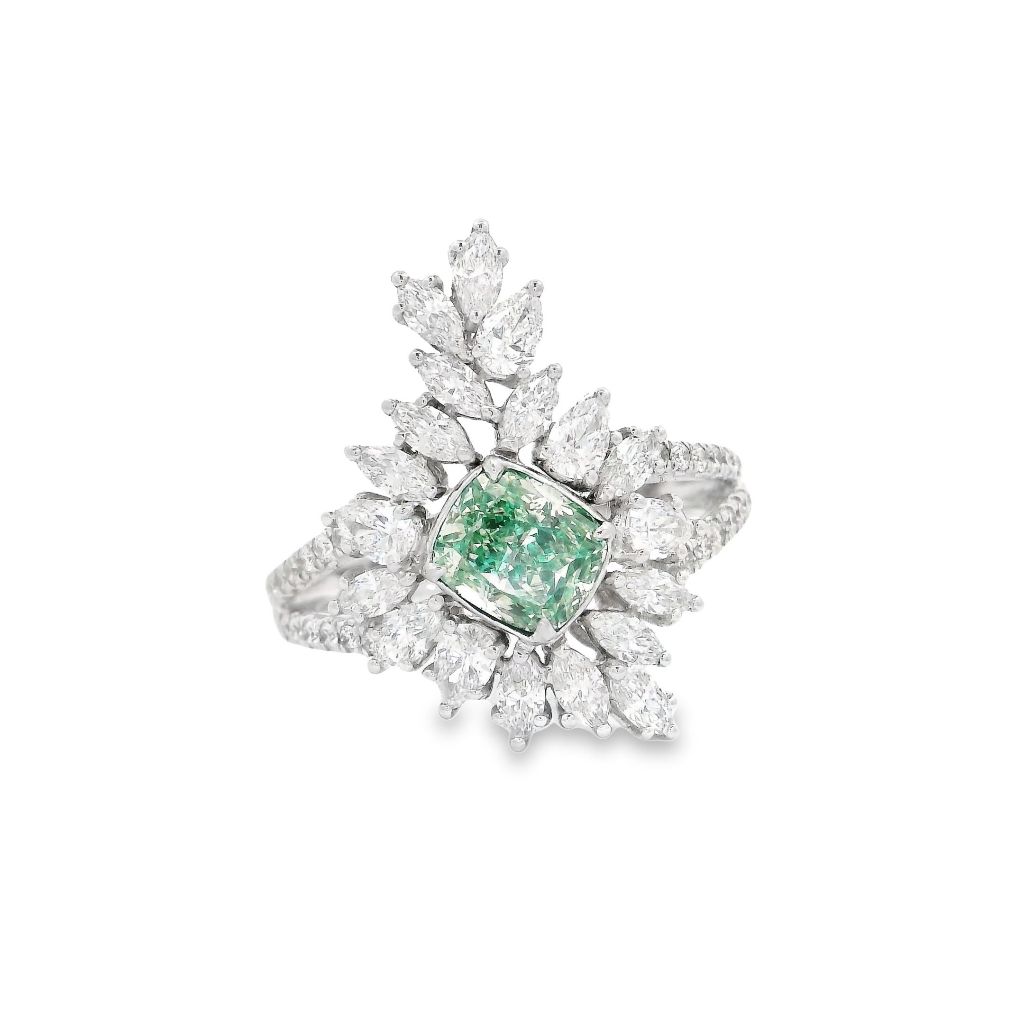 1.00 Carat Fancy Green VS Clarity Diamond Ring