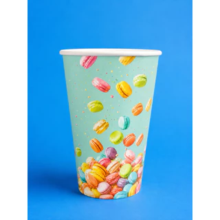 แก้วกระดาษชา/กาแฟ /เย็น 12 ออนซ์ 50 ใบ/ มีฝายกดื่ม/ขายแยกฝา/และแก้ว