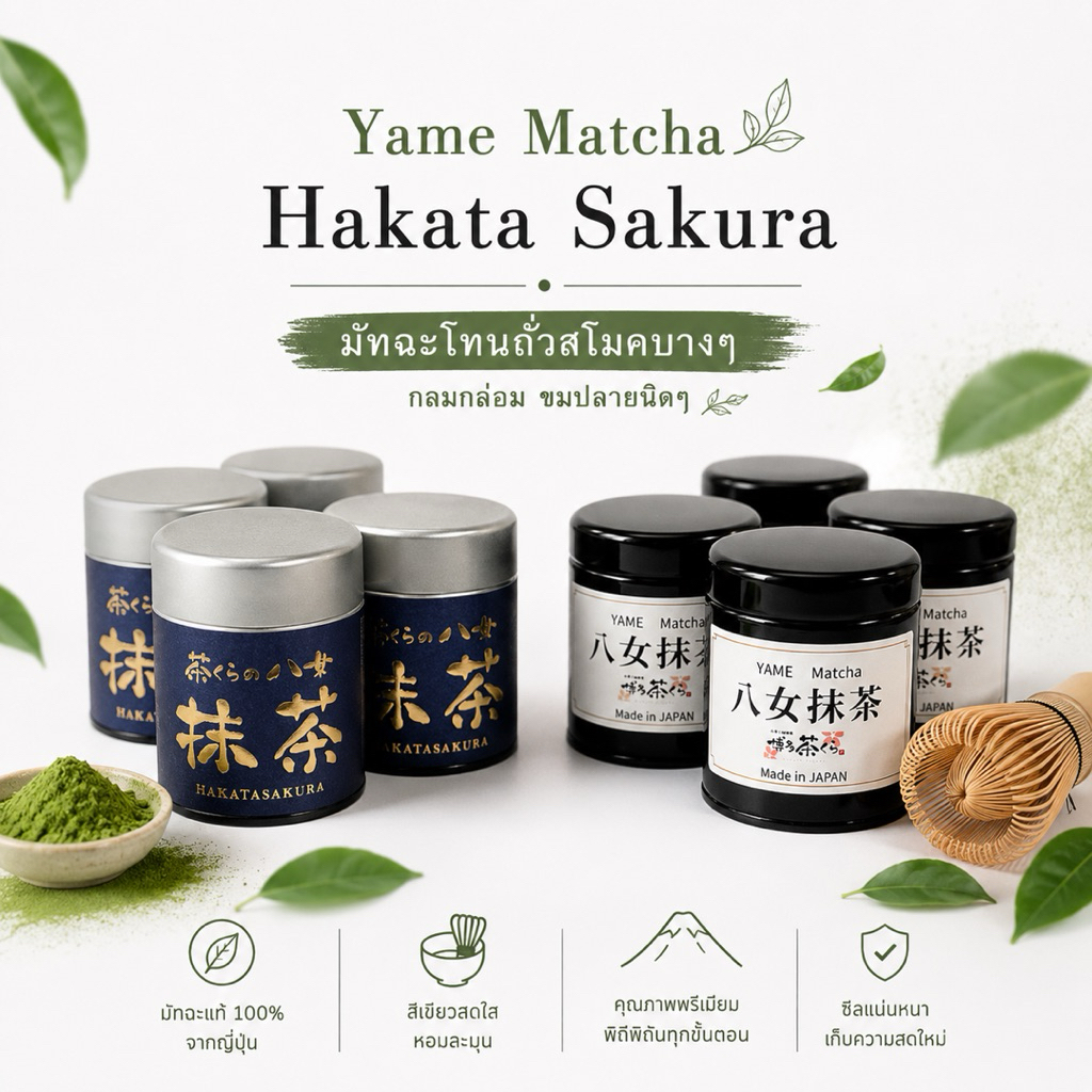 🛵ส่งด่วนได้ พร้อมส่ง Hakata Sakura Matcha 20g 40g จาก Fukuoka 🇯🇵