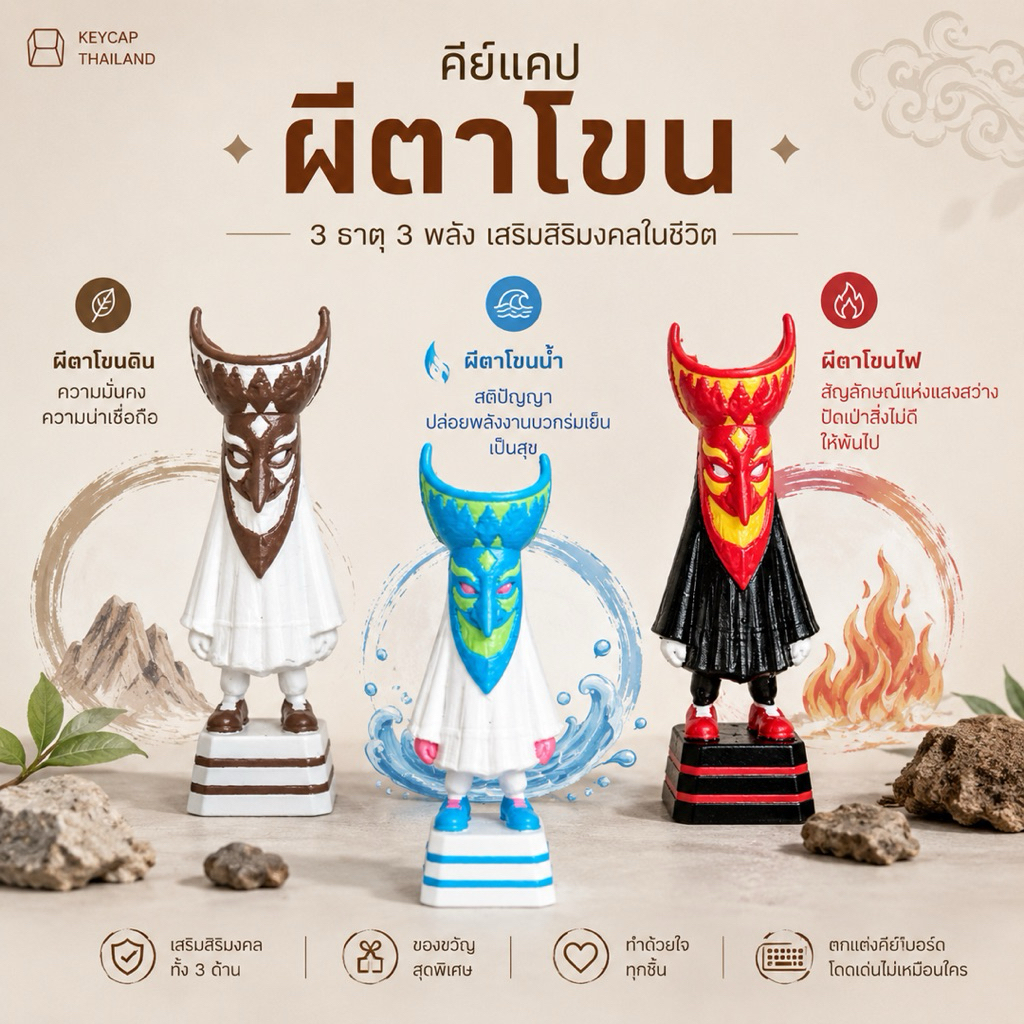 คีย์แคป ผีตาโขน ของตกแต่งคีย์บอร์ด โมเดลไทย ของฝากไทย