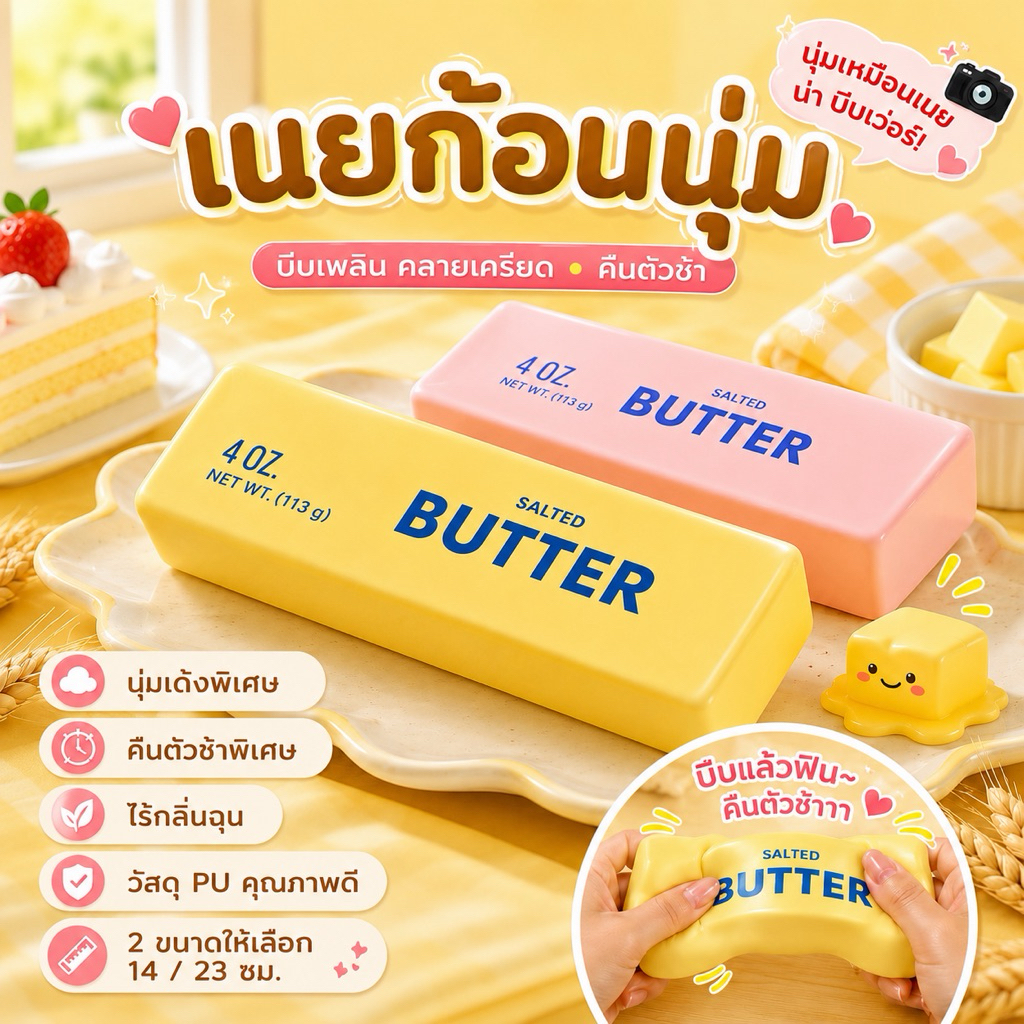 ถูกสุด! ขายดี🔥พร้อมส่ง ของเล่นแก้เครียด เนยหอม นุ่มสโลว์ ยืดหยุ่นได้ดีมาก ไม่เสียรูปทรง เนื้อสัมผัสหนืด