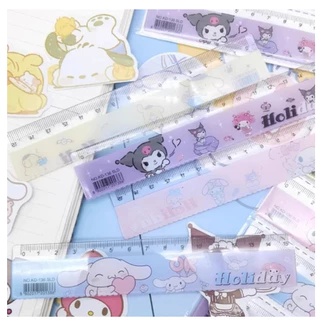 ไม้บรรทัดใส ลายการ์ตูน 15cm ขอบคลื่น น่ารัก ของใช้โรงเรียน นักเรียน ใส่ซองแบบฝึกหัดได้ พกพาง่าย