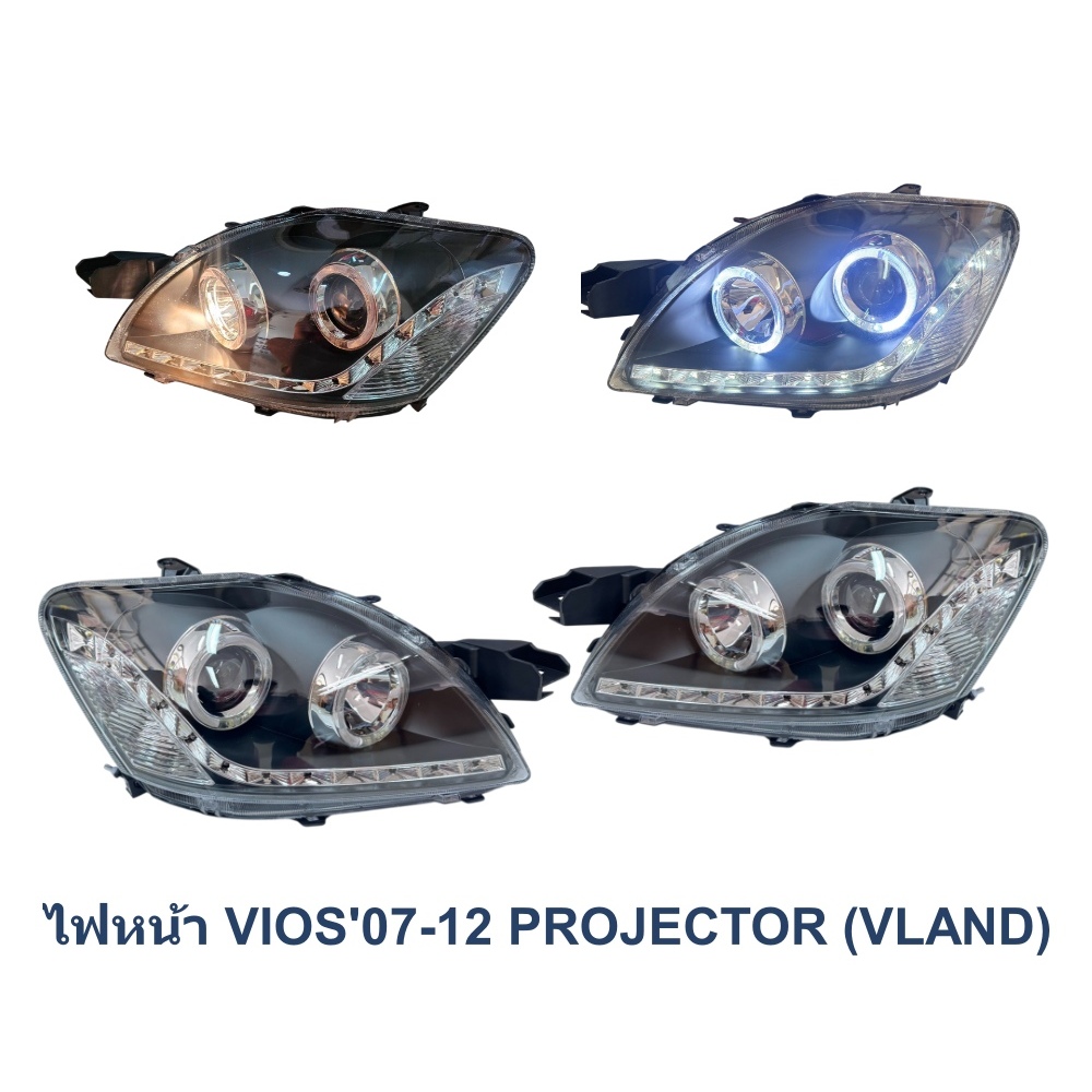ไฟหน้า VIOS 2007-2012 PROJECTOR LED สีดำ (V)