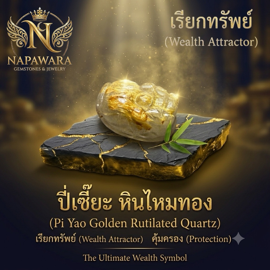 ปี่เซียะไหมทอง | เครื่องรางแห่งโชคลาภ  | NAPAWARA | Rare Collection of Energy Stones |