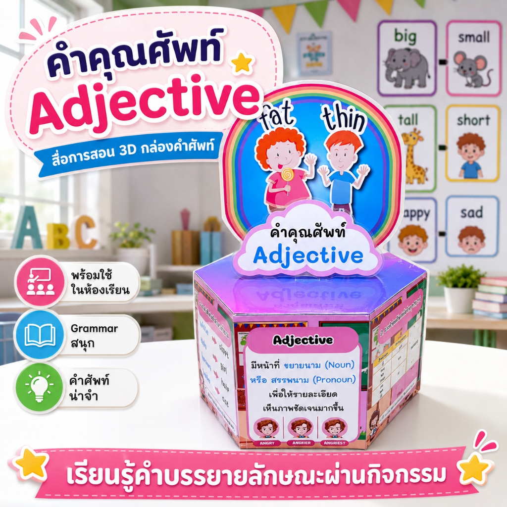 สื่อการสอนคำคุณศัพท์ Adjective กล่อง6เหลี่ยม