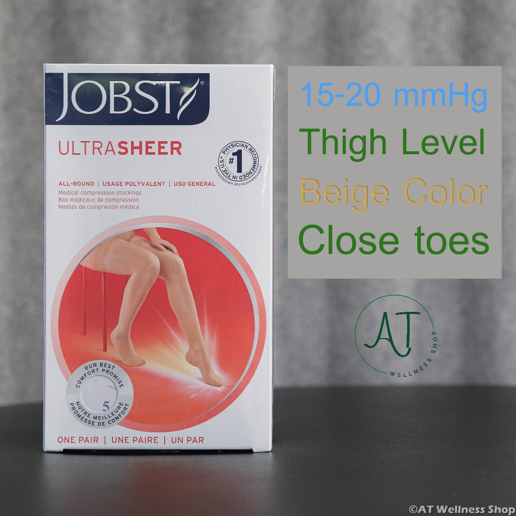 ถุงน่องเส้นเลือดขอด JOBST (Ultrasheer) ต้นขา สีเนื้อ (Beige) ปลายเท้าปิด ความดัน 15-20 มิลลิเมตรปรอท