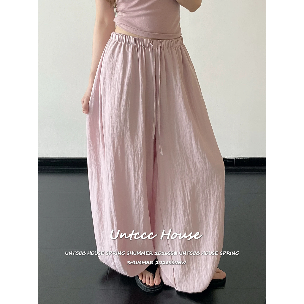 [Quick Dry Wide Leg Casual Pants] กางเกงขายาวขากว้างผ้าแห้งเร็วสำหรับผู้หญิงสไตล์ลำลองสบายเหมาะสวมใส่ในฤดูร้อน