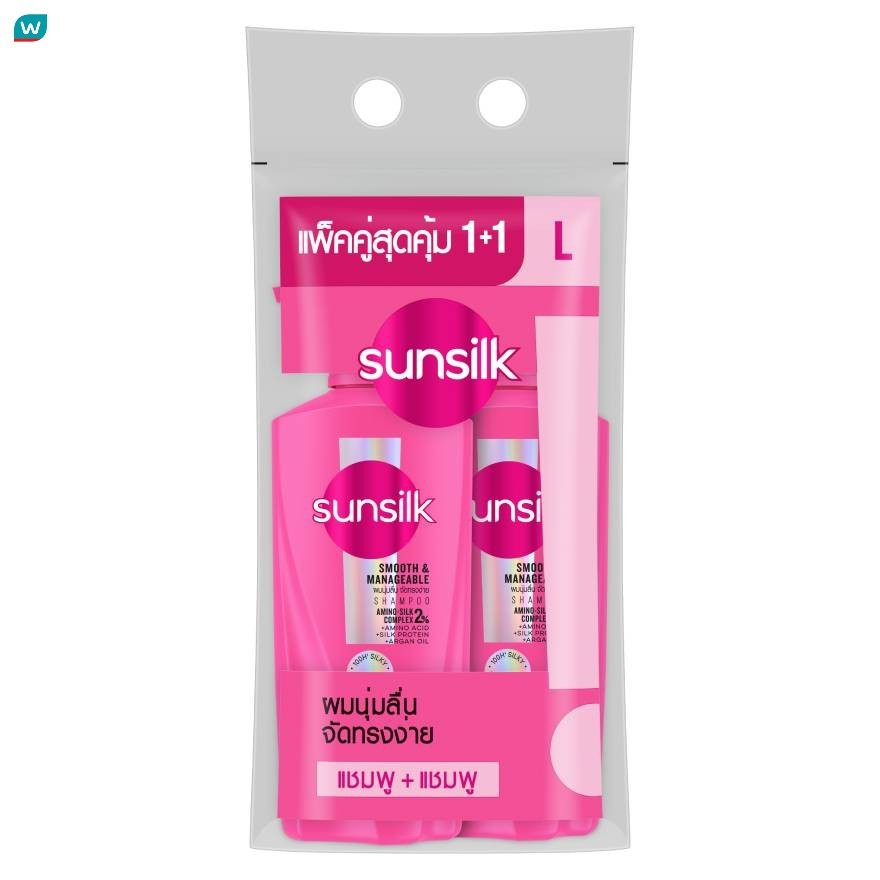 Sunsilk ซันซิล แชมพู สมูท แอนด์ เมเนจเจเบิ้ล แอคทีฟ-อินฟิวส์ชั่น 325 มล.แพ็คคู่