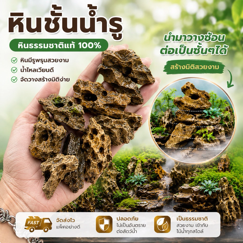 หินแม่น้ำ มีรู(สินค้าใหม่)💕รับประกันความสวย🪨🌿
