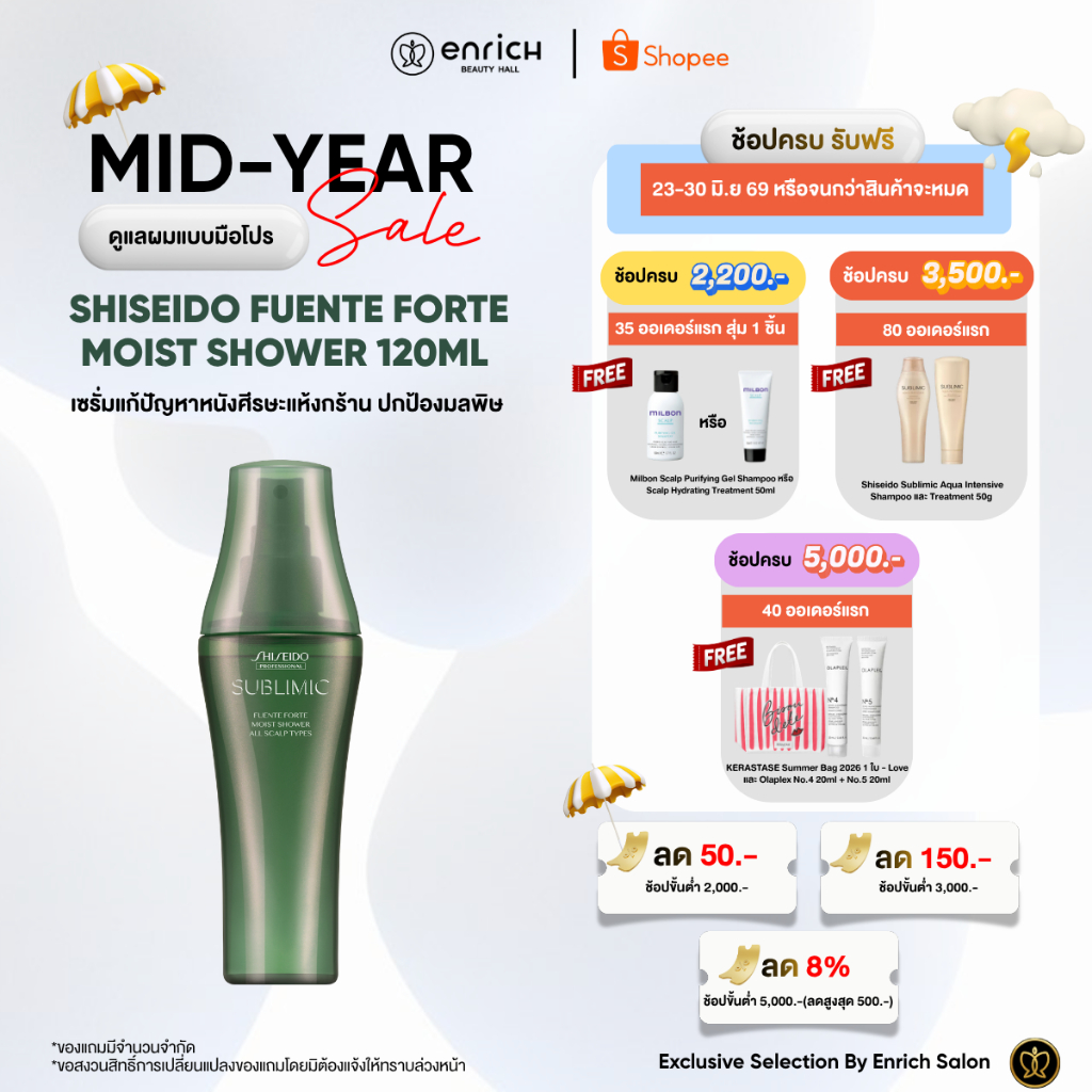 Shiseido Sublimic Fuente Forte Moist Shower 120 ml เซรั่มบำรุงหนังศีรษะ
