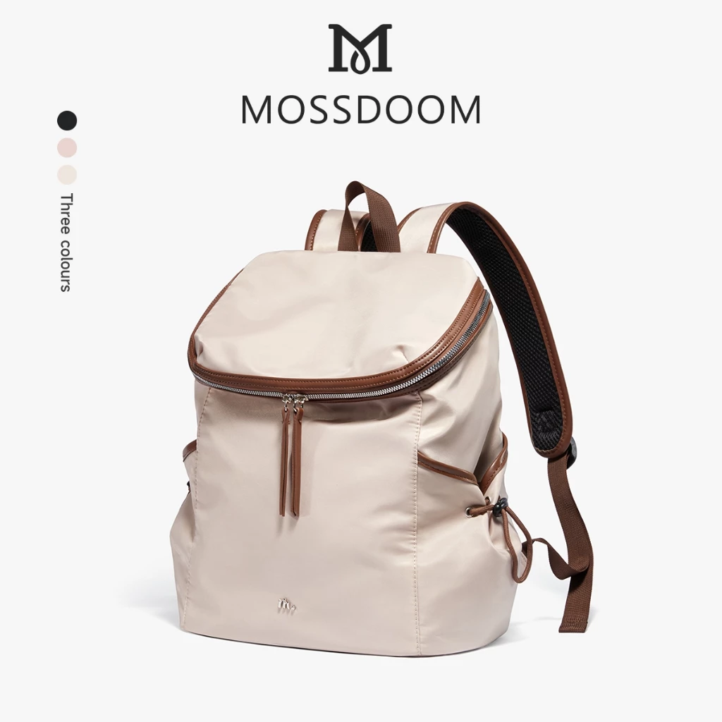 MOSSDOOM Auvia Bag กระเป๋าเป้สะพายหลัง วัสดุผ้าไนลอน เบา ใส่โน๊ตบุ๊คได้ จุของได้เยอะ มีช่องด้านข้างกระเป๋า