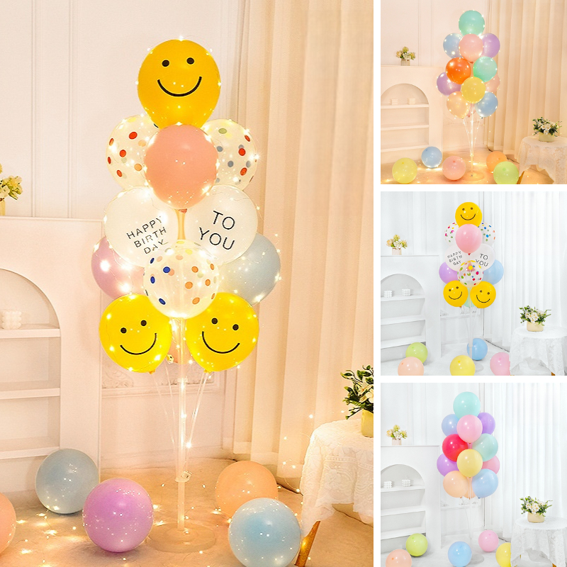พร้อมส่งจากไทย ลูกโป่งหน้ายิ้มสีเหลือง ลูกโป่งตั้งโต๊ะ ลายน่ารัก วันเกิด มีหลายสีให้เลือก