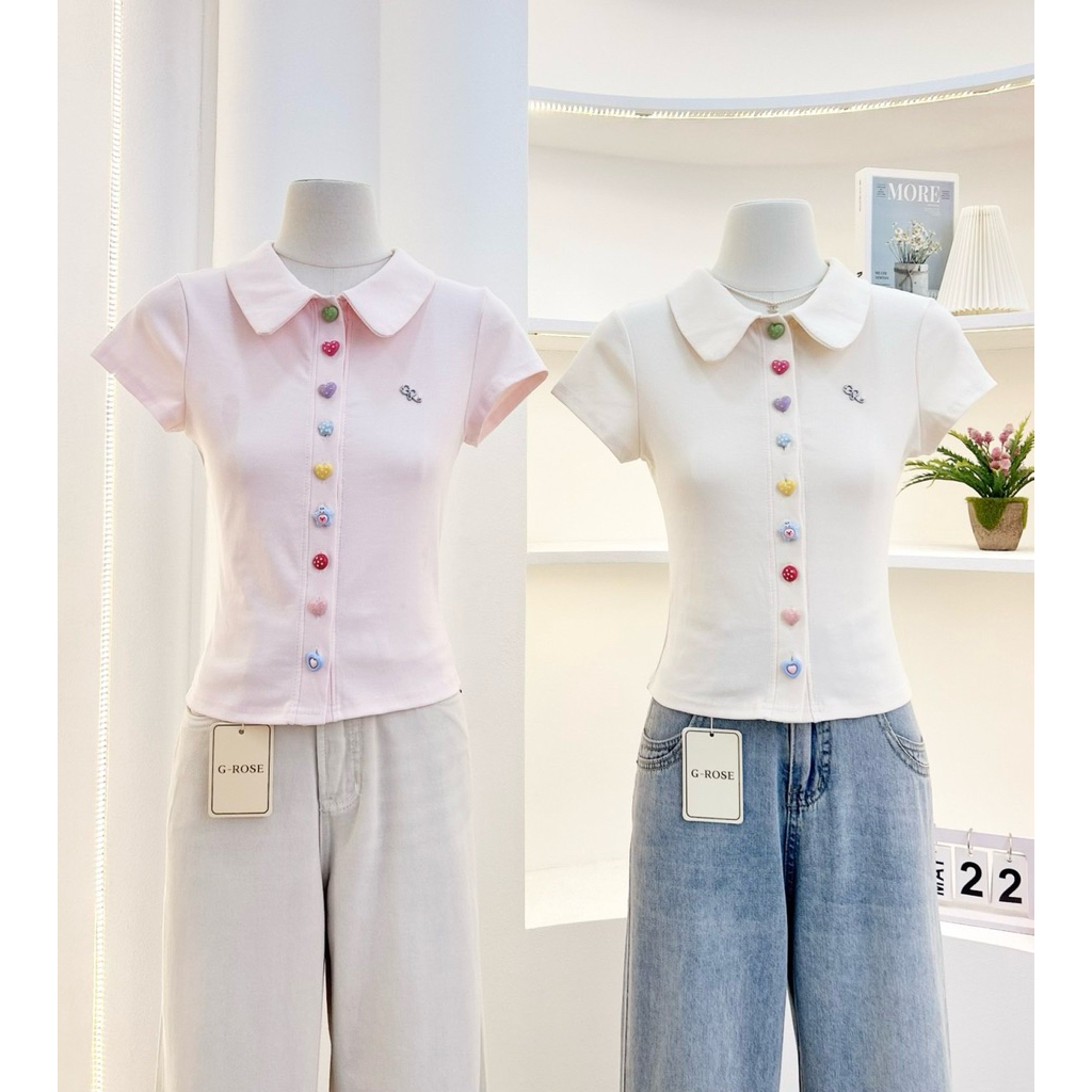G-rose รวมเสื้อโปโลแขนสั้น กระดุมหน้า ผ้าพรีเมียม