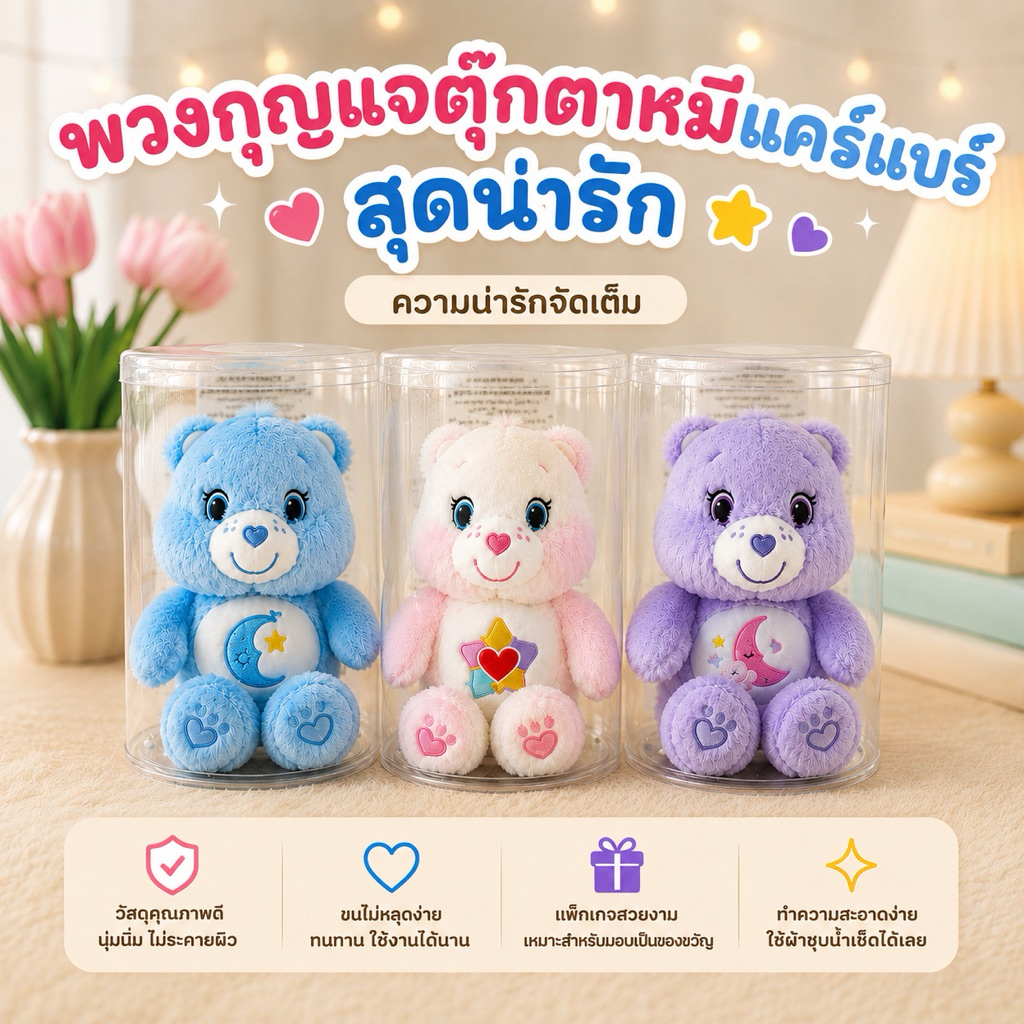 พร้อมส่ง พวงกุญแจหมี care bear สุดน่ารัก