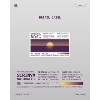 (New!) (200g/500g) เมล็ด Thailand Chiang Rai - SIRINYA Natural F3 [Single Origin] Omni คั่วอ่อน
