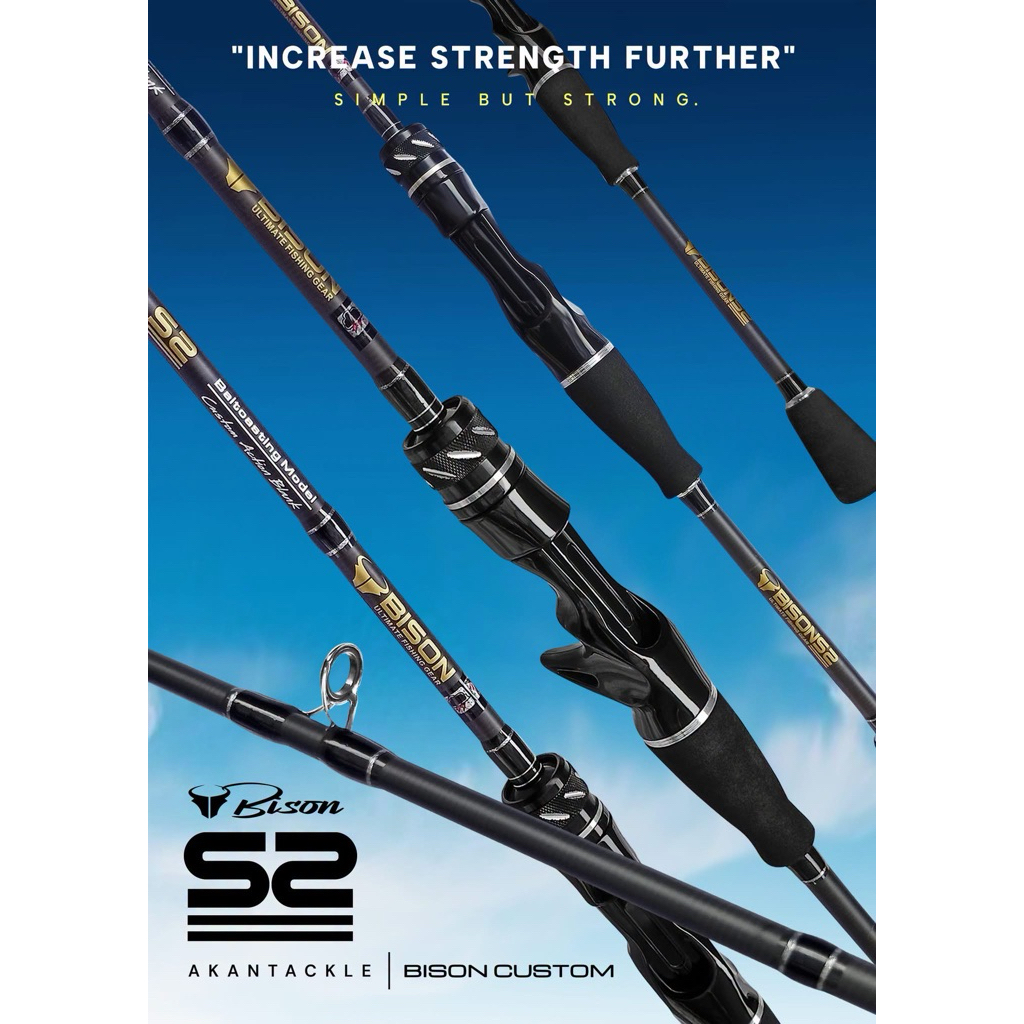 คันเหยื่อปลอม Bison S2 รุ่น EX กระทิงดำ ด้ามยาง  6.6-7ฟุต สปิน/เบท มี1/ 2 ท่อน กราไฟท์ สตอคเเน่น ของแท้พร้อมส่ง(แพคท่อ)