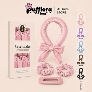 Pufflora เซ็ตโรลม้วนผมไร้ความร้อน แกนม้วนผมผ้ากำมะหยี่ ทำลอนเกาหลี ถนอมเส้นผม ไม่ต้องใช้ความร้อน พร้อมกิ๊บและยางรัดผม