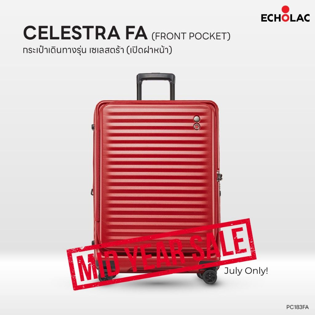 [July Only!] ECHOLAC Celestra PC183FA 24/28 นิ้ว กระเป๋าเดินทางซิปขยายใหญ่ ซิปคู่กันกรีด ล้อคู่ Hinomoto