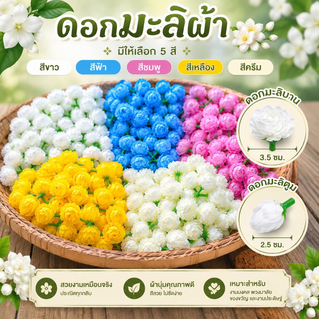 ดอกมะลิ ดอกมะลิวันแม่ ดอกมะลิบาน ดอกมะลิตูม หัวดอกมะลิ มะลิผ้า