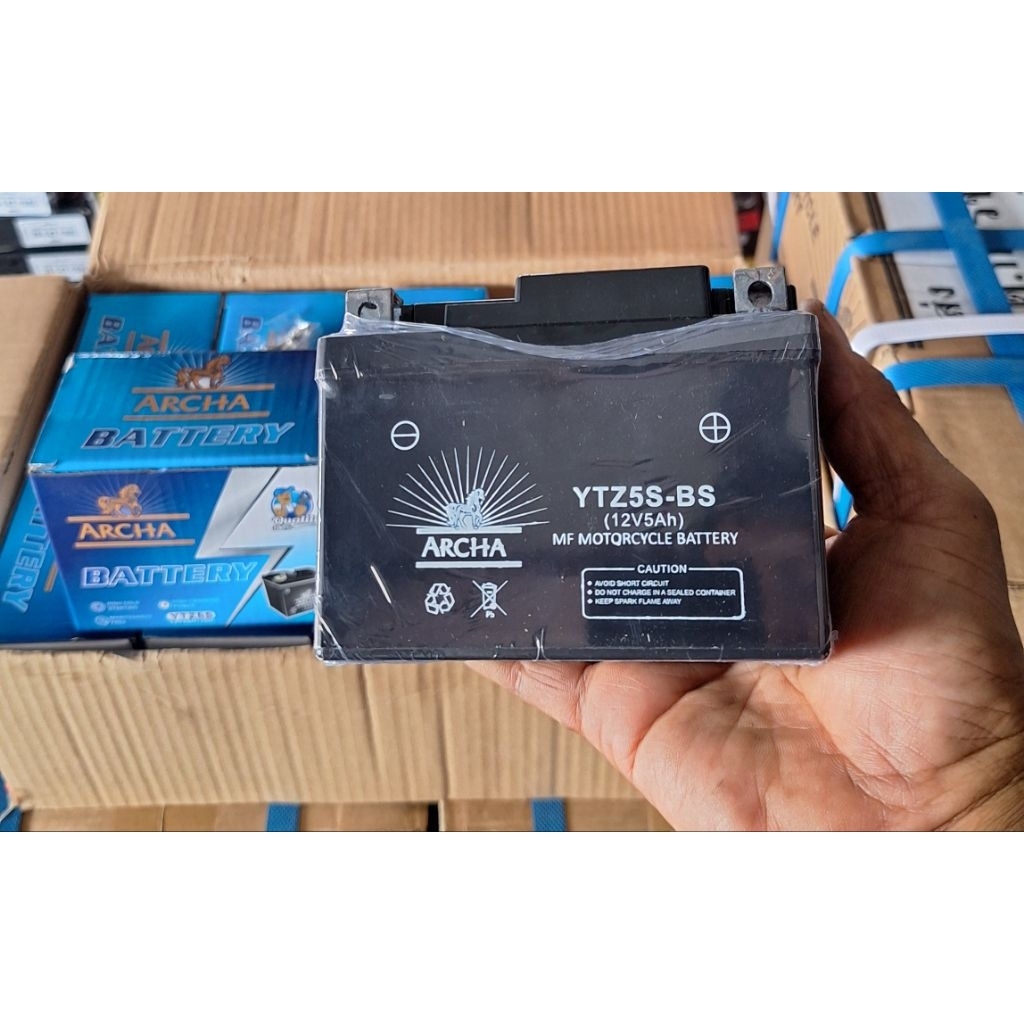 แบตเตอรี่มอเตอร์ไซค์ YTZ5S 5แอมป์12V ARCHA ใส่รุ่นเวฟทุกรุ่น,มีโอ,​แสมช,สปาร์ค,สกุปี้ไอ,