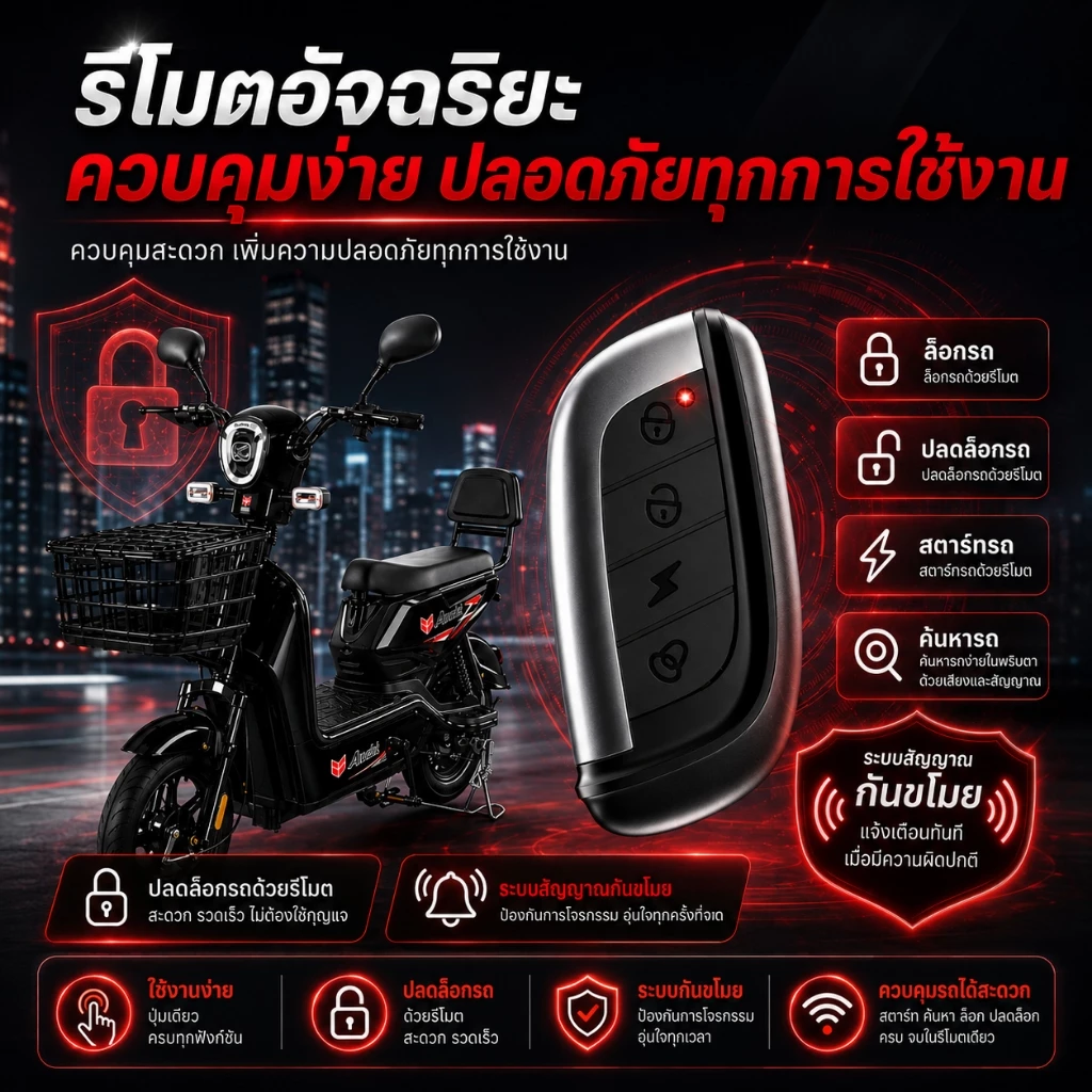 Dika ไฟสัญญาณเลี้ยว จักรยานไฟฟ้า 580W 48V12A มีกระจกมองหลัง ไฟหน้า-หลัง IP65 thumbnail 5