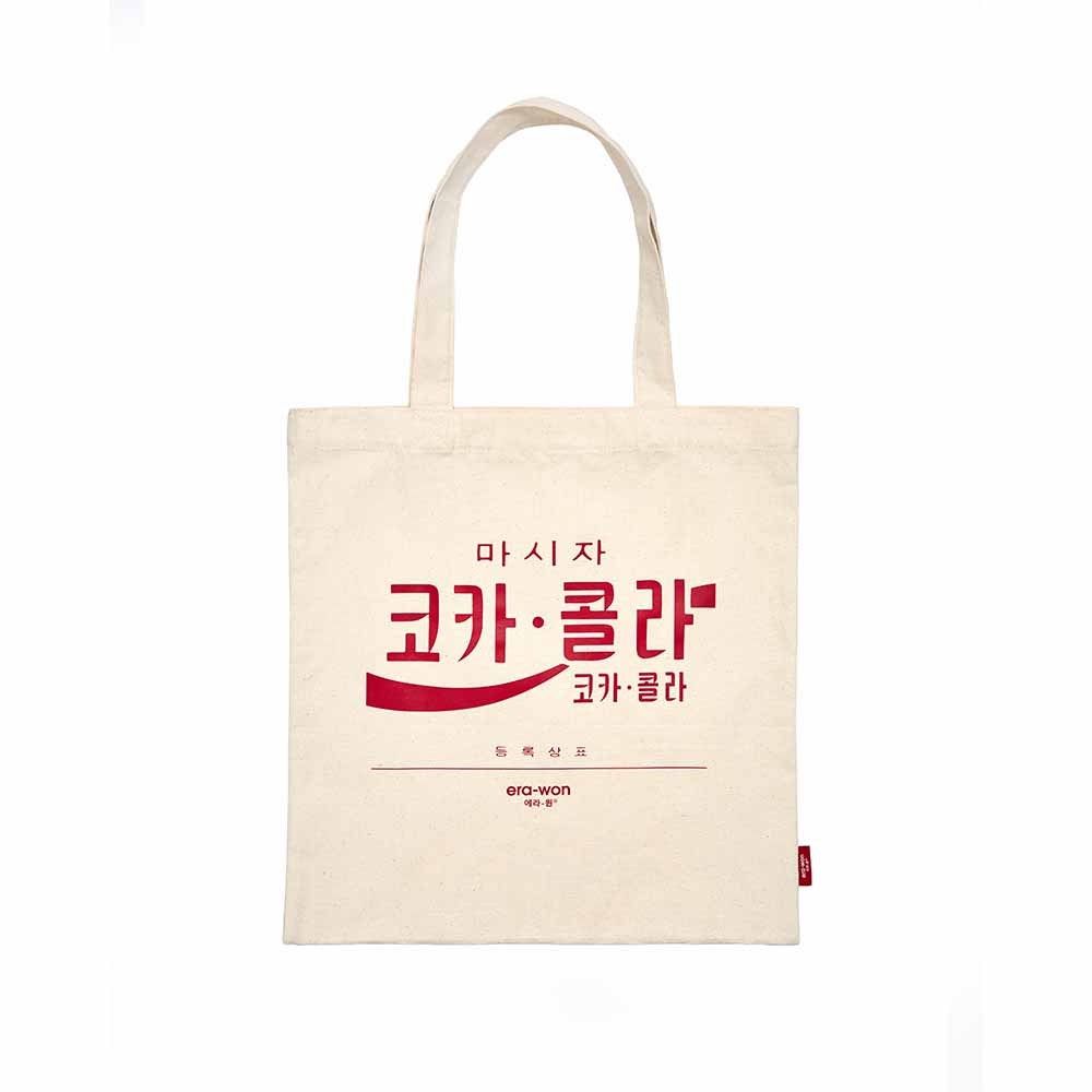 era-won | Coca Cola TOTE BAG COCA COLA กระเป๋าผ้าแคนวาส ไม่มีซิบ สำหรับคุณผู้ชาย และ คุณผู้หญิง ผ้าดิบกสรีน โค้ก ภาษาเกา