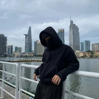 HOODIE BALACLAVA ZIPPER-Ninja Zip Hoodie with 2 Balaclava Face Covers Unisex Hoodie