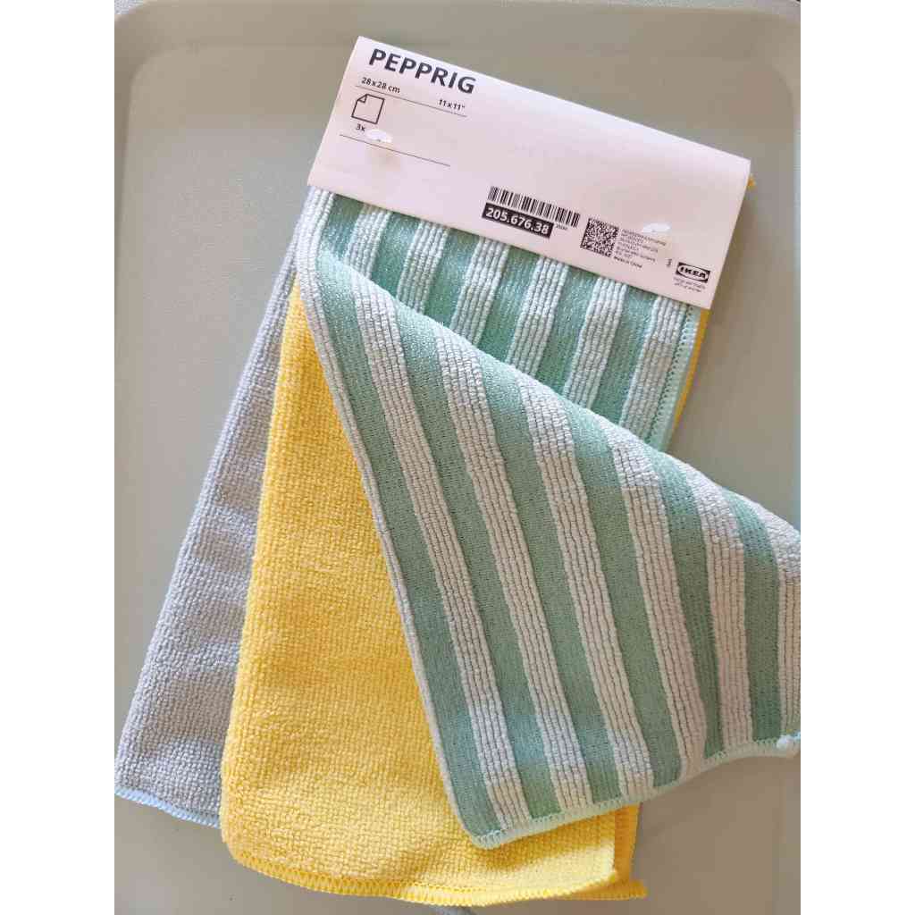 พร้อมส่ง IKEA ผ้าไมโครไฟเบอร์, เขียว น้ำเงิน/ฟ้า/เหลือง, 28x28 ซม.PEPPRIG เพปพรีก
