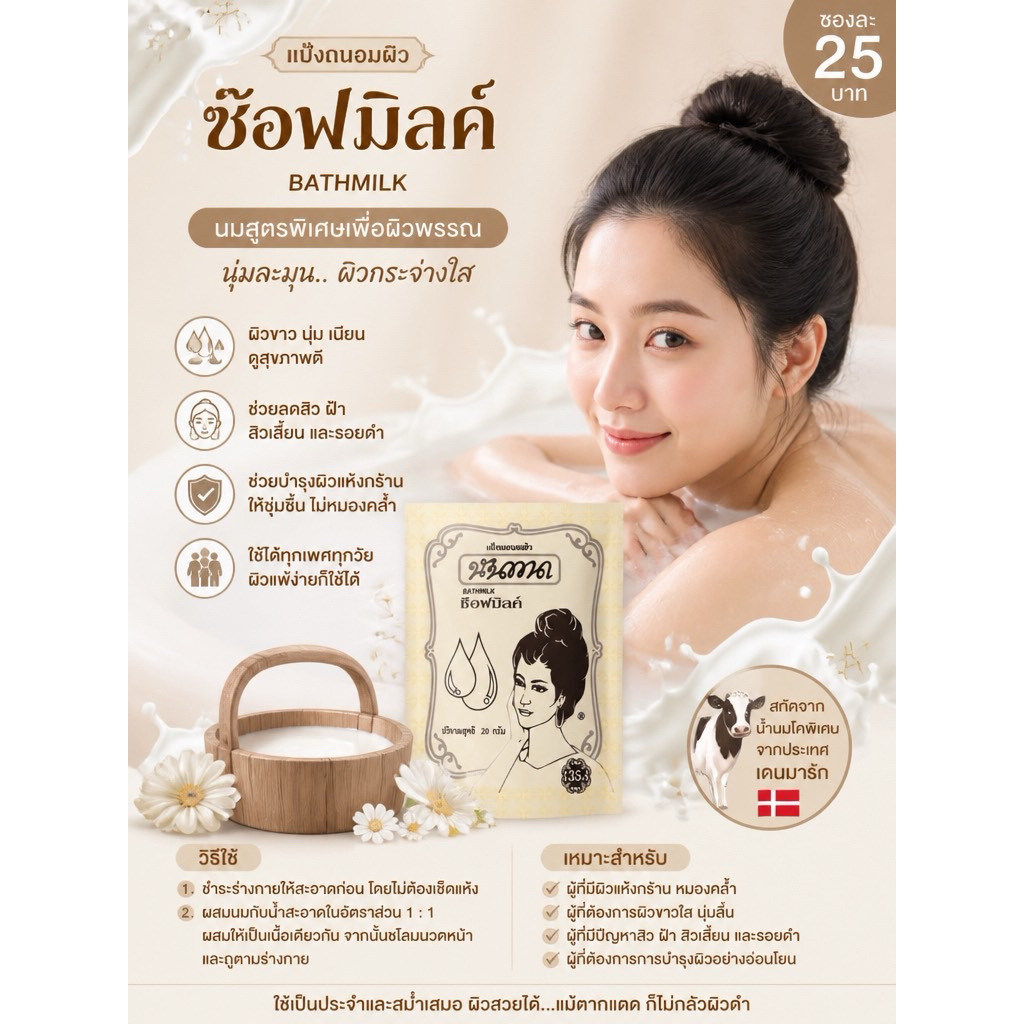 แป้งนมถนอมผิว Soft Milk นันทนา 20g (1ชิ้น)