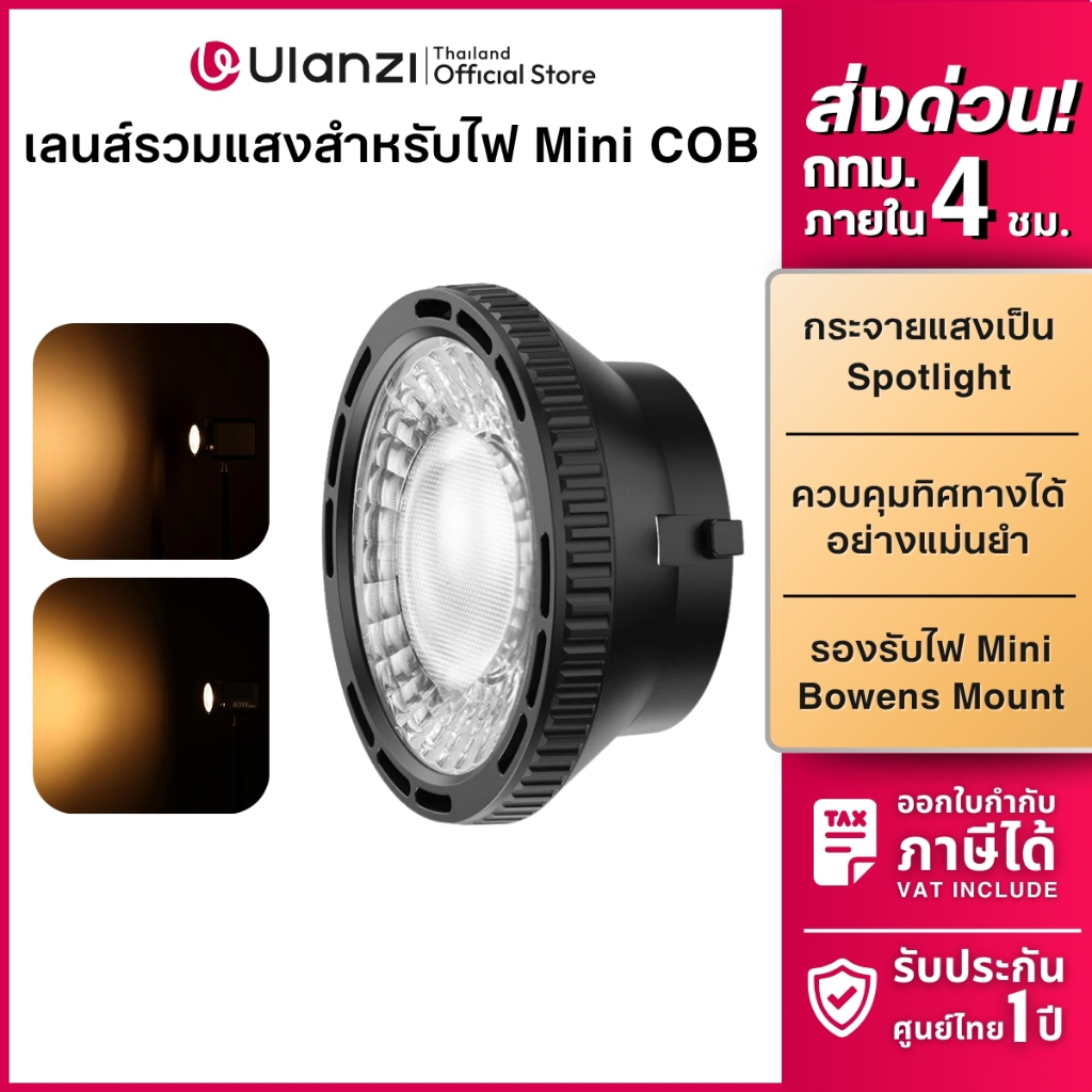 Ulanzi PJ2 เลนส์ไฟ COB เลนส์รวมแสง สำหรับไฟสตูดิโอ Mini Bowens Mount 40W 65W 100W ถ่ายสินค้า
