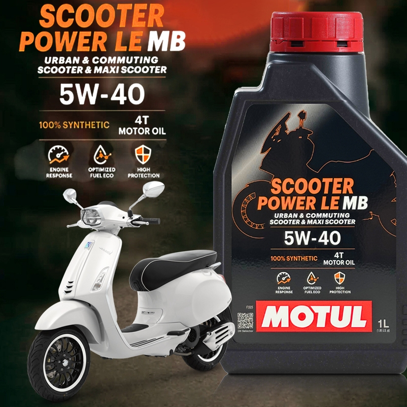 น้ำมันเครื่อง มอเตอร์ไซค์ โมตุล Motul 4T Scooter POWER LE 5w-40 สังเคราะห์แท้ MOTUL 5W-40 ขนาด 1 ลิต