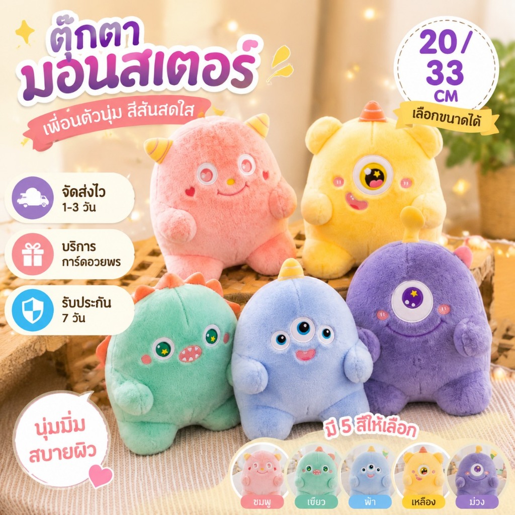 20/33ซม ของเล่นเด็ก ตุ๊กตา ตุ๊กตามอนสเตอร์ ของขวัญสําหรับเด็ก การตกแต่งภายในบ้าน