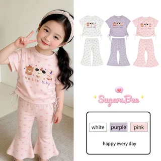 SweetKids พร้อมส่งจากกทม🌸ชุดเด็กผู้หญิงแฟชั่น🍓เสื้อแขนสั้นกางเกงขายาว งานสกรีนลายน่ารัก เนื้อผ้านุ่มระบายอากาศ ฤดูร้อน