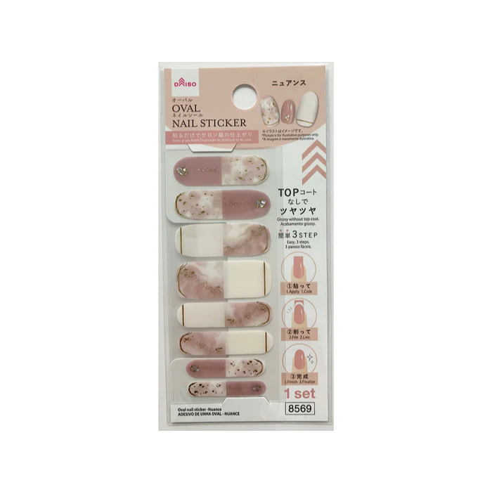 OVAL NAIL STICKER　Easy 3-Step Salon-Style Nail Art Stickers