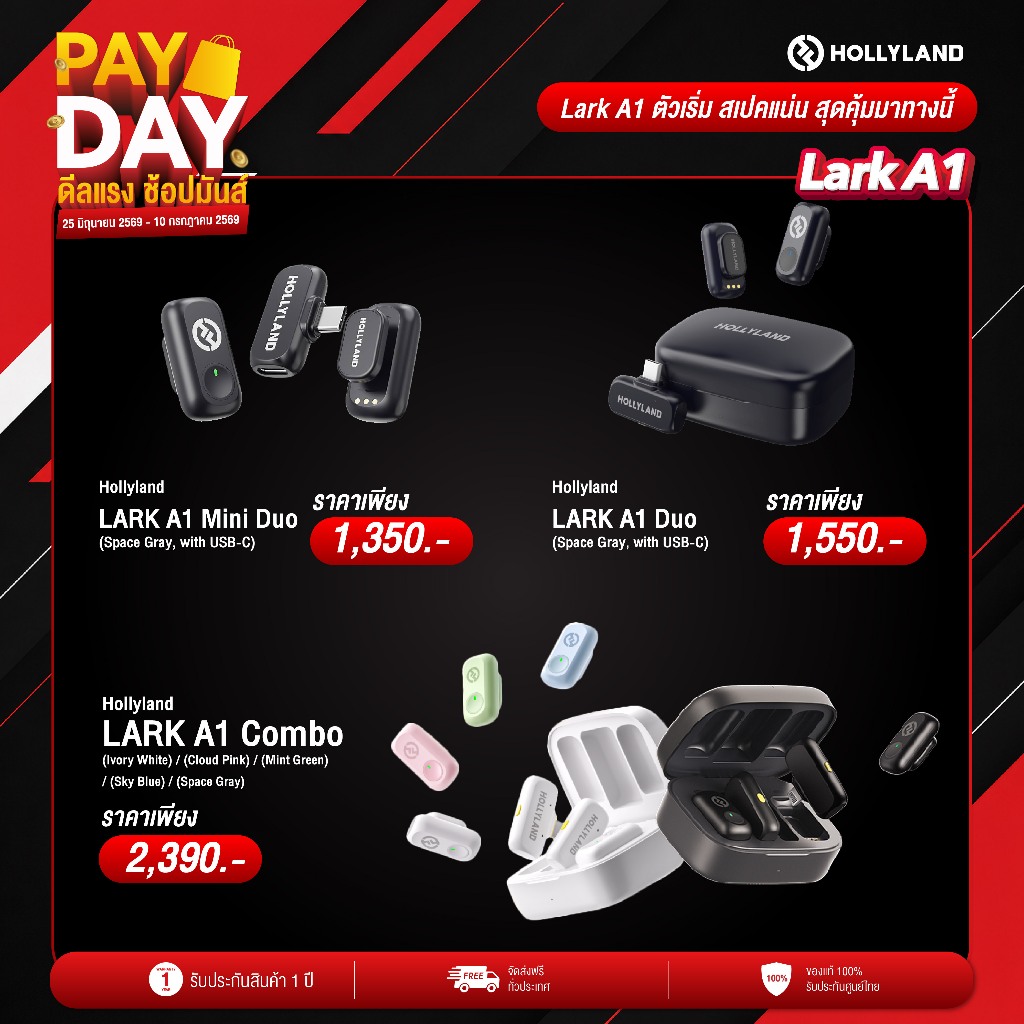 HollyLand - Lark A1 ไมโครโฟนไวเลสไร้สาย สำหรับสมาร์ทโฟน 2.4 GHz (ประกันศูนย์ไทย)