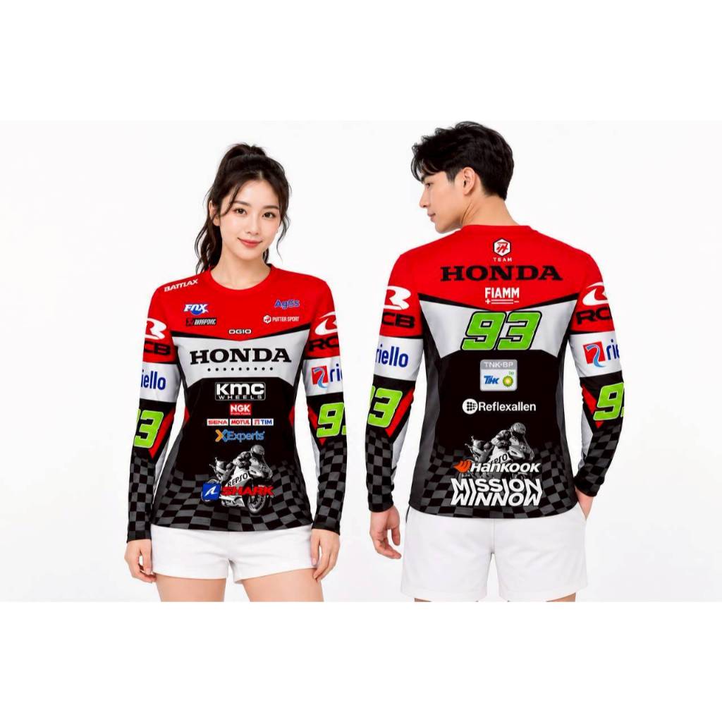 เสื้อกีฬาพิมพ์ลาย L45-Honda KMC 93 เสื้อกีฬาแขนยาว รูปที่ 3