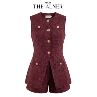 Thealner - Selena suit AN422 (เซตเสื้อแขนกุดแต่งกระดุมทองกางเกงขาสั้น)