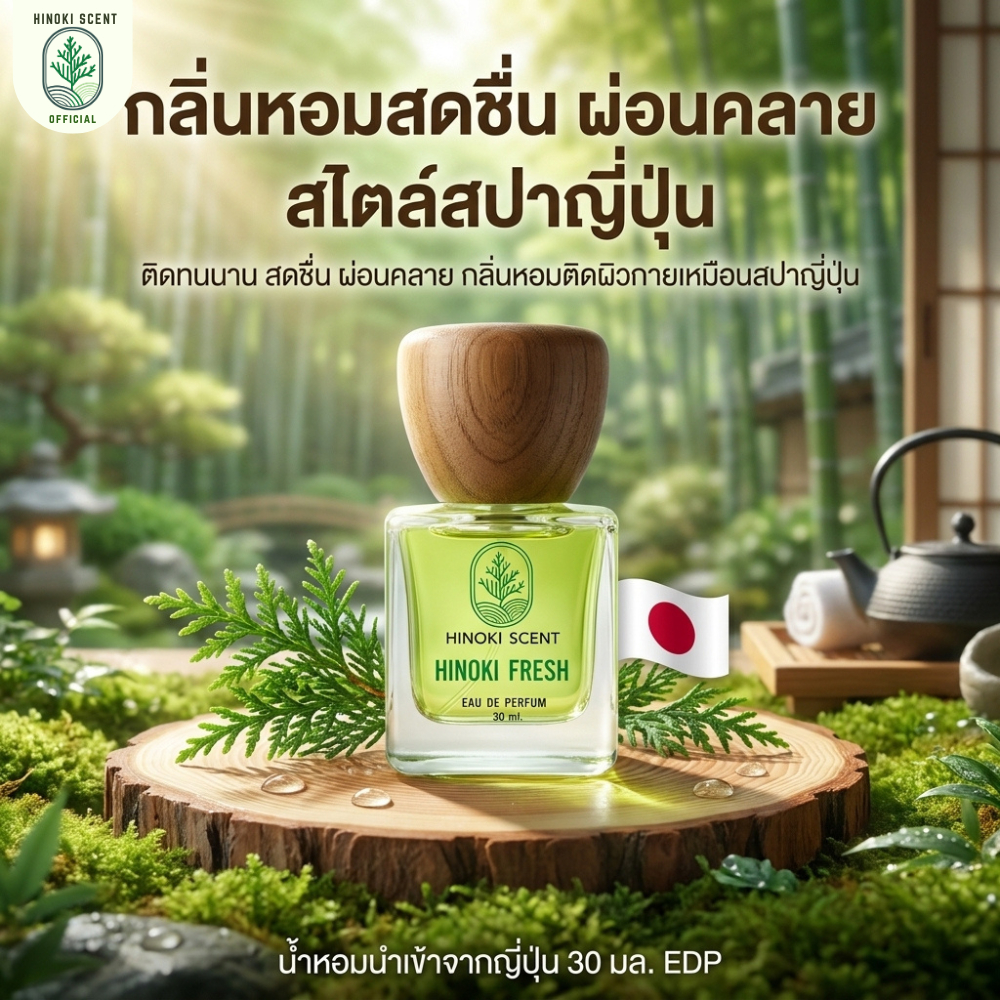 [Hinoki Fresh] ฮิโนกิ เฟรช น้ำหอมสไตล์ญี่ปุ่น EDP หอมสะอาด สไตล์สปาญี่ปุ่น หัวน้ำหอมนำเข้าจากญี่ปุ่น ติดทน ขนาด 10-30ml