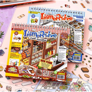 สมุดสติ๊กเกอร์จัดฉาก 3D แบบ Immersive Storage Series สไตล์ร้านค้าและร้านอาหาร