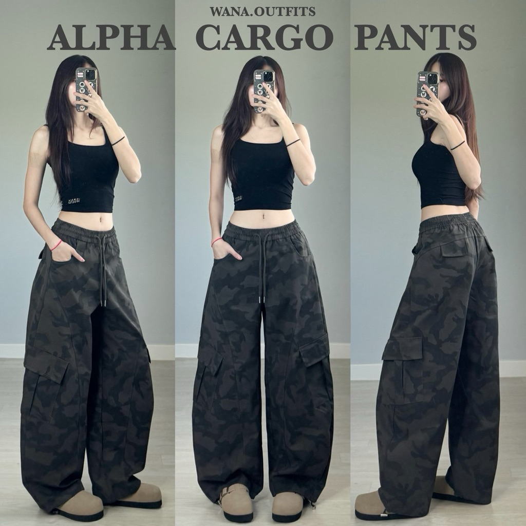 Wana.Outfits - Alpha Cargo Pant กางเกงขากระบอกใหญ่ลายทหาร