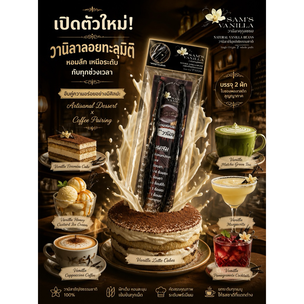 ฝักวานิลาแท้ แพ็ค2ฝัก มี อ.ย.& ได้ OTOP Double Pack-Big ฝักใหญ่จัมโบ้หอมเต็มฝักเคล็ดลับที่Panrty Chefs ดังไม่เคยบอก !