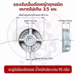 จานเอ็นตัดหญ้า อลูมิเนียม จานเอ็น พร้อมเอ็น 4 เส้น ( เอ็นเหลี่ยม/สลิง/เกลียว) ใส่เอ็นได้ใหญ่สุด 3.5 มิล by ไร่ลุงโชค