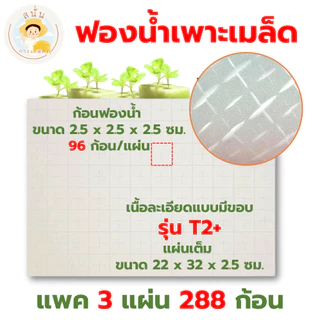 ฟองน้ำปลูกผักไฮโดรโปนิส์ ฟองน้ำเพาะเมล็ด ผักสลัด เนื้อละเอียด แบบมีขอบ 96 ช่อง มีรอยบาก พร้อมใช้