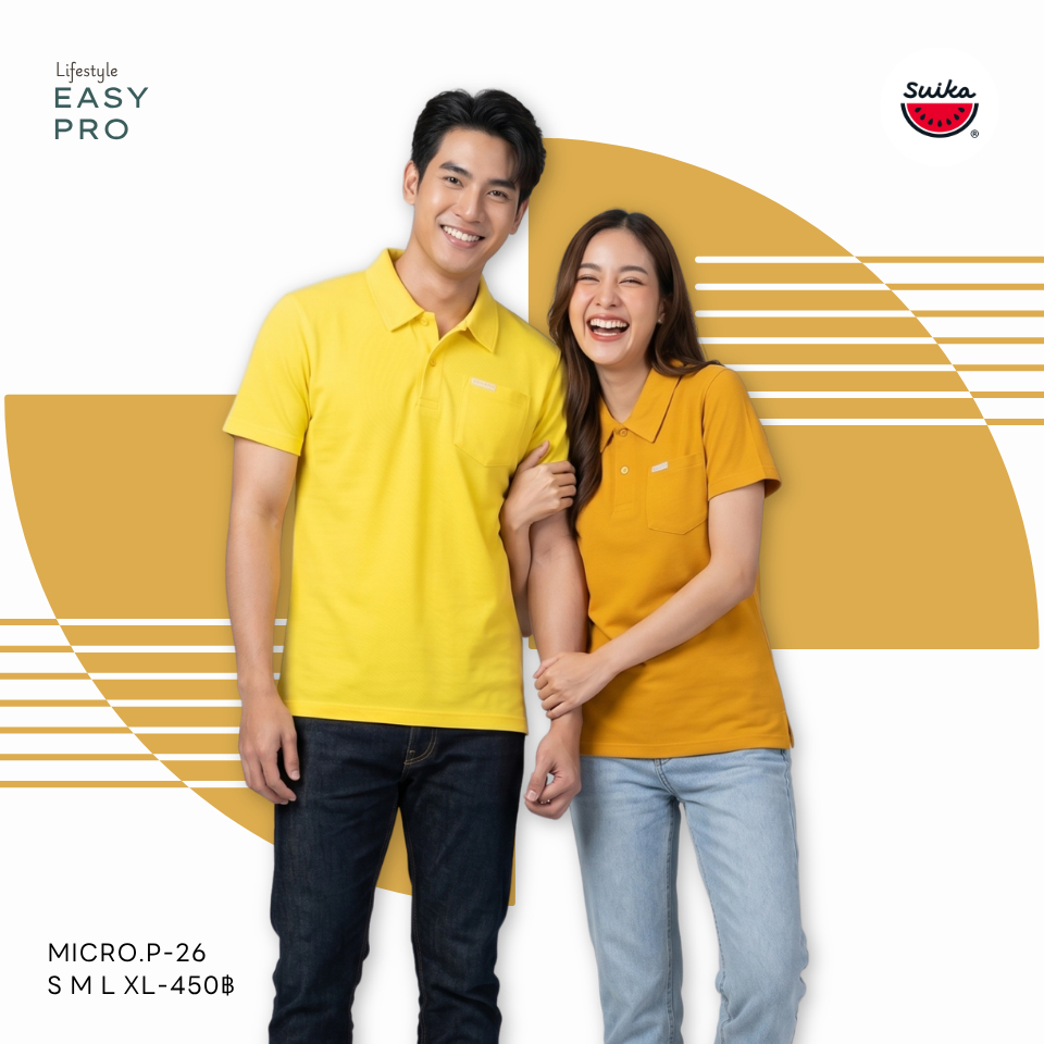 เสื้อแตงโม (SUIKA) - เสื้อคอปกไมโครไฟเบอร์แขนสั้น ติดกระเป๋าบนอกซ้าย ทรงUnisex (MICRO.P-01 64 63 61 26 24 03) — صورة 3
